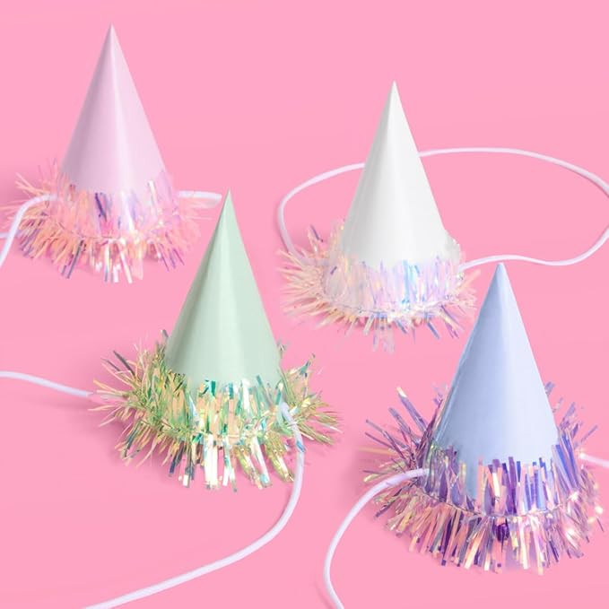 xo, Fetti Iridescent Foil Mini Party Hats, 10 pcs. | Cute Birthday Decorations, Bachelorette Hair... | Amazon (US)