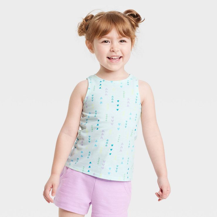 Toddler Girls' Hearts Tank Top - Cat & Jack™ Turquoise Green | Target