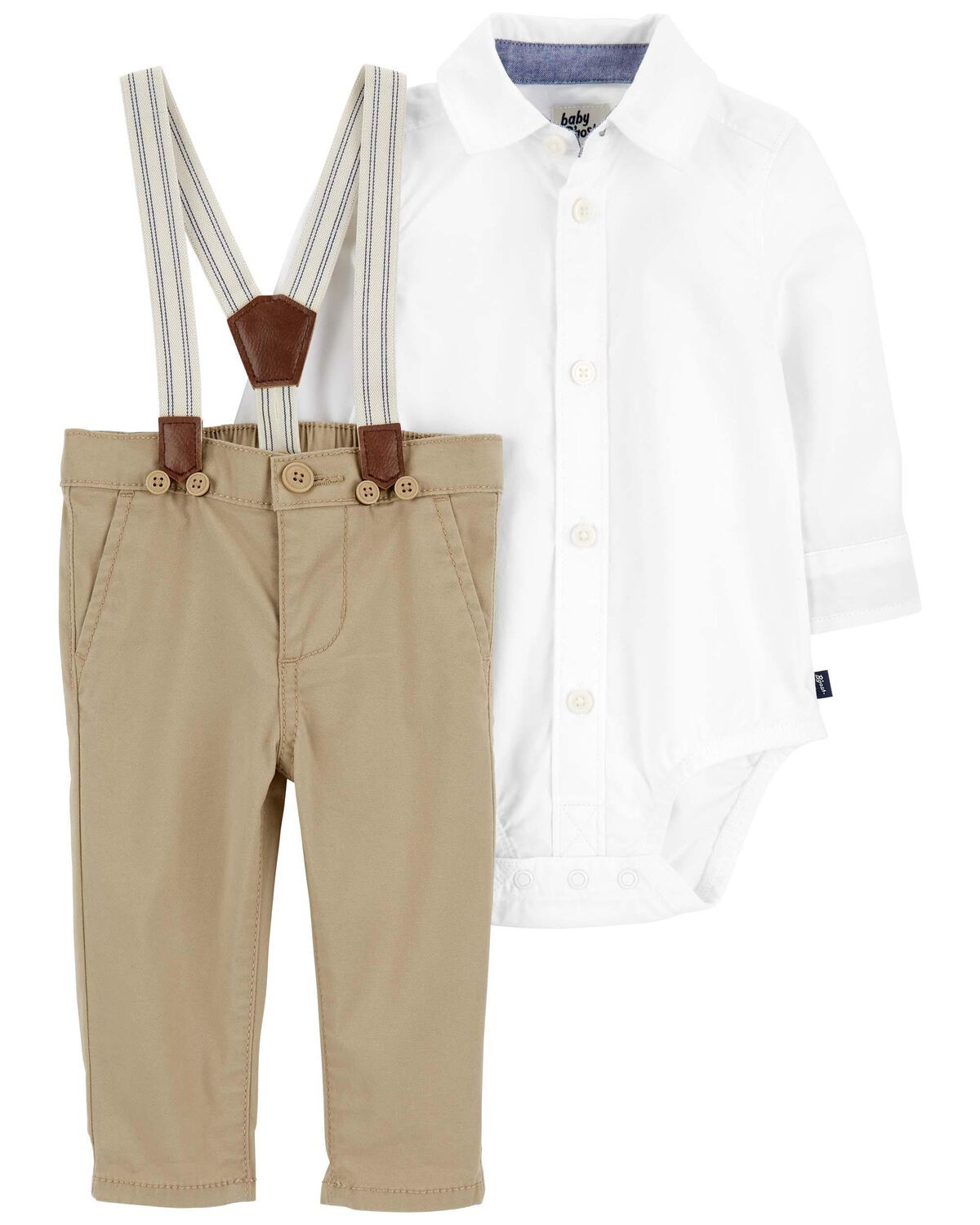 Multi Baby 2-Piece Button-Front Bodysuit and Suspender Pants Set | carters.com | Carter's