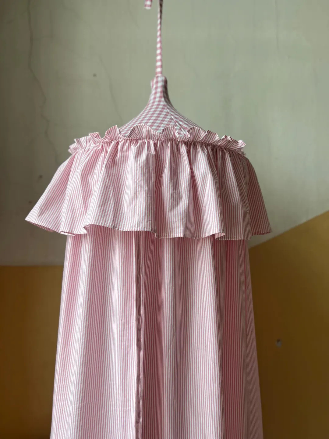 Handmade Pink Gingham Canopy with Ruffle: Nursery Decor | Etsy (US)