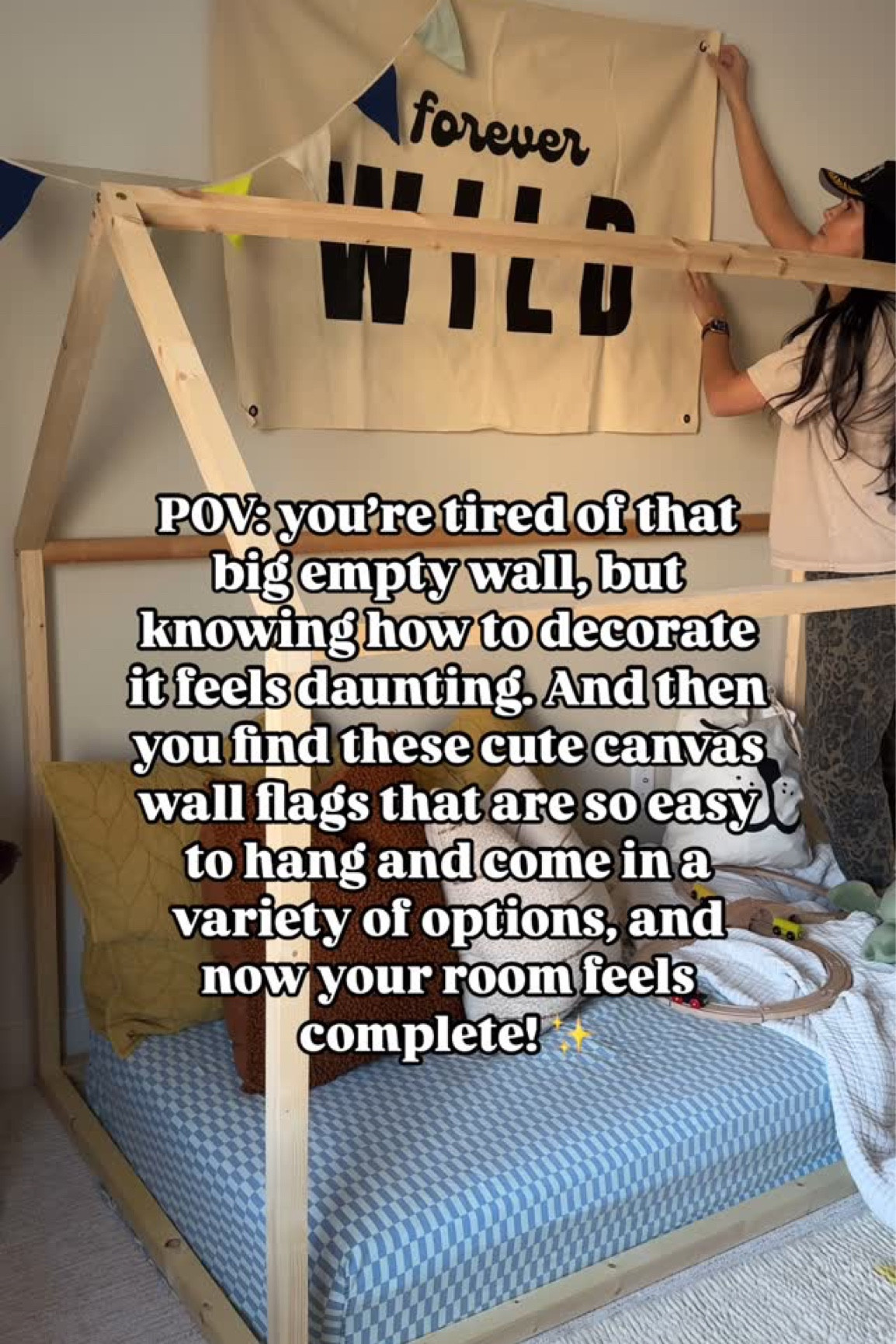 Problem solved! 💁🏽‍♀️ 

These are the perfect size for those big walls that need a little something! 

And there are 15+ designs to choose from! 

Comment “flag” and I will send you the link! ✨