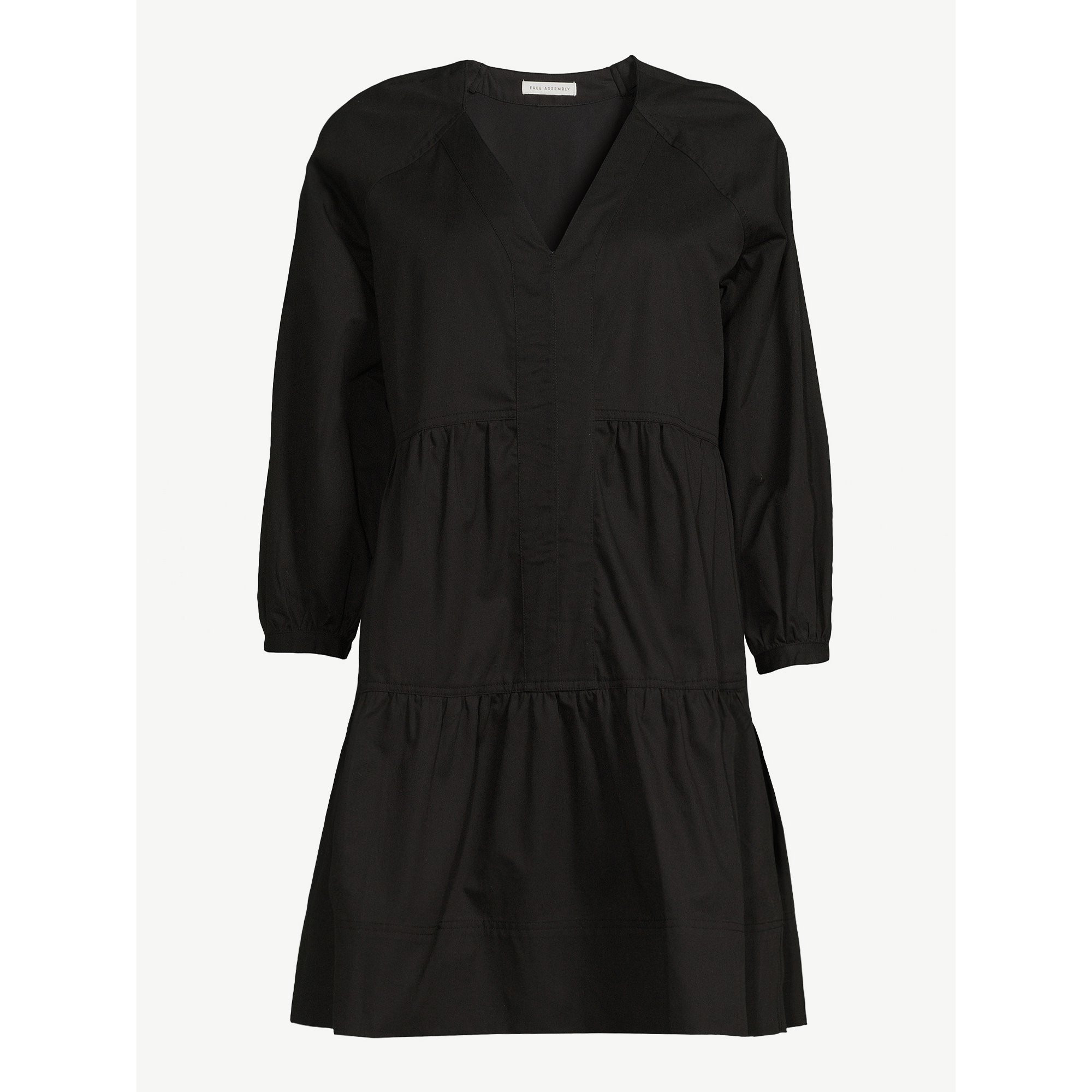 Free Assembly Women's Tiered Mini Dress with Long Sleeves, Sizes XS-XXL | Walmart (US)