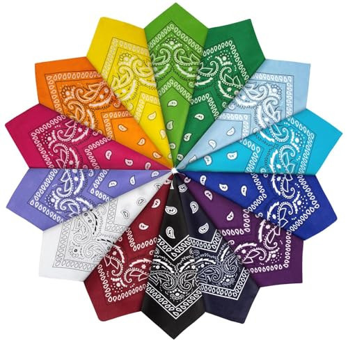 YSense 14 pieces Bandanas Paisley Print Novelty Headband Cowboy Headwraps Scarfs Hair Head Bandana for Women Men Boy Girl | Amazon (US)