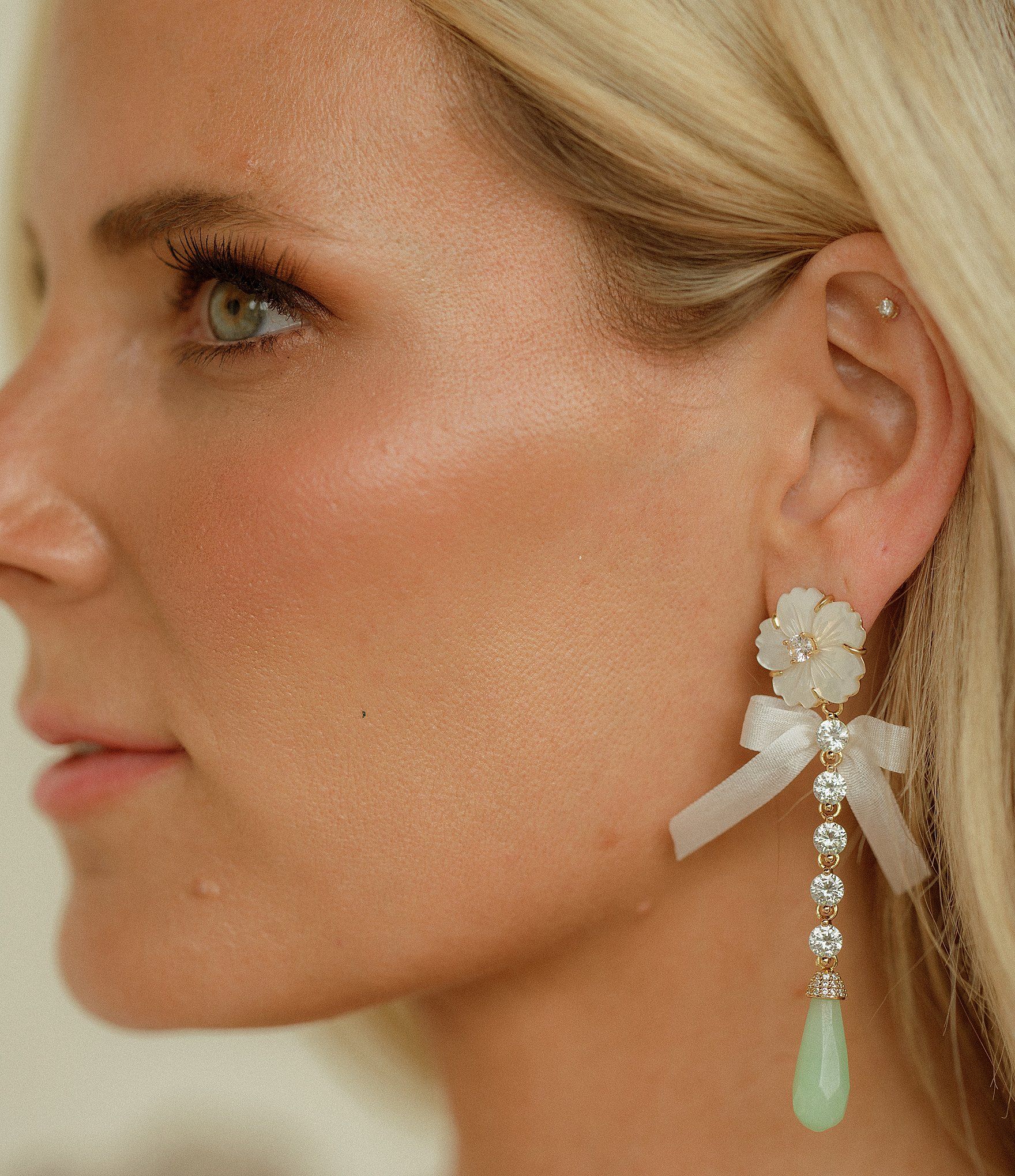 x Nicola Bathie Patricia Shell Flower Teardrop Linear Earrings | Dillard's