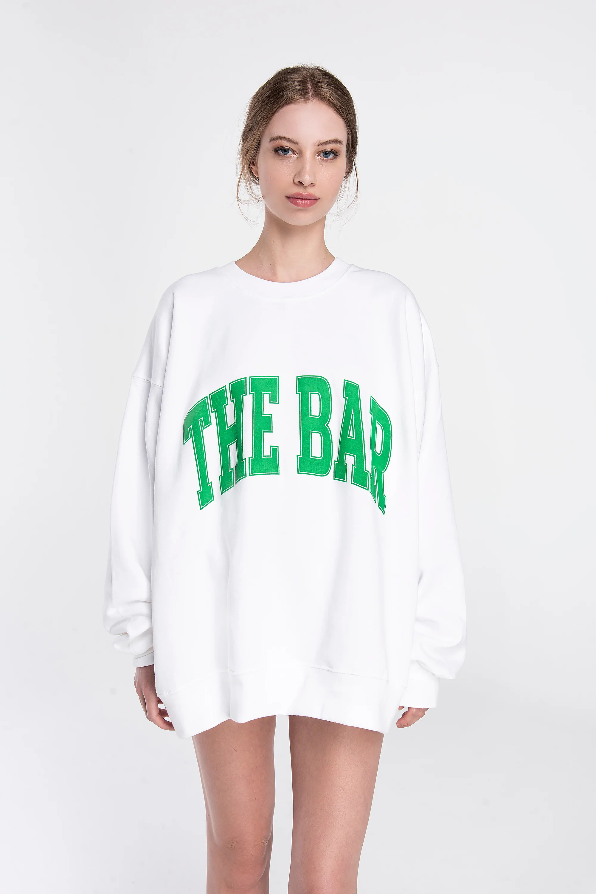 VARSITY SWEATSHIRT WHITE/GREEN | The Bar