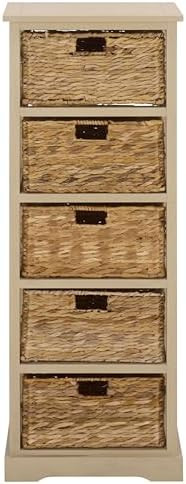 SAFAVIEH Home Collection – Vedette Sand 5-Basket Storage Tower, Natural Rattan Accent Design, F... | Amazon (US)