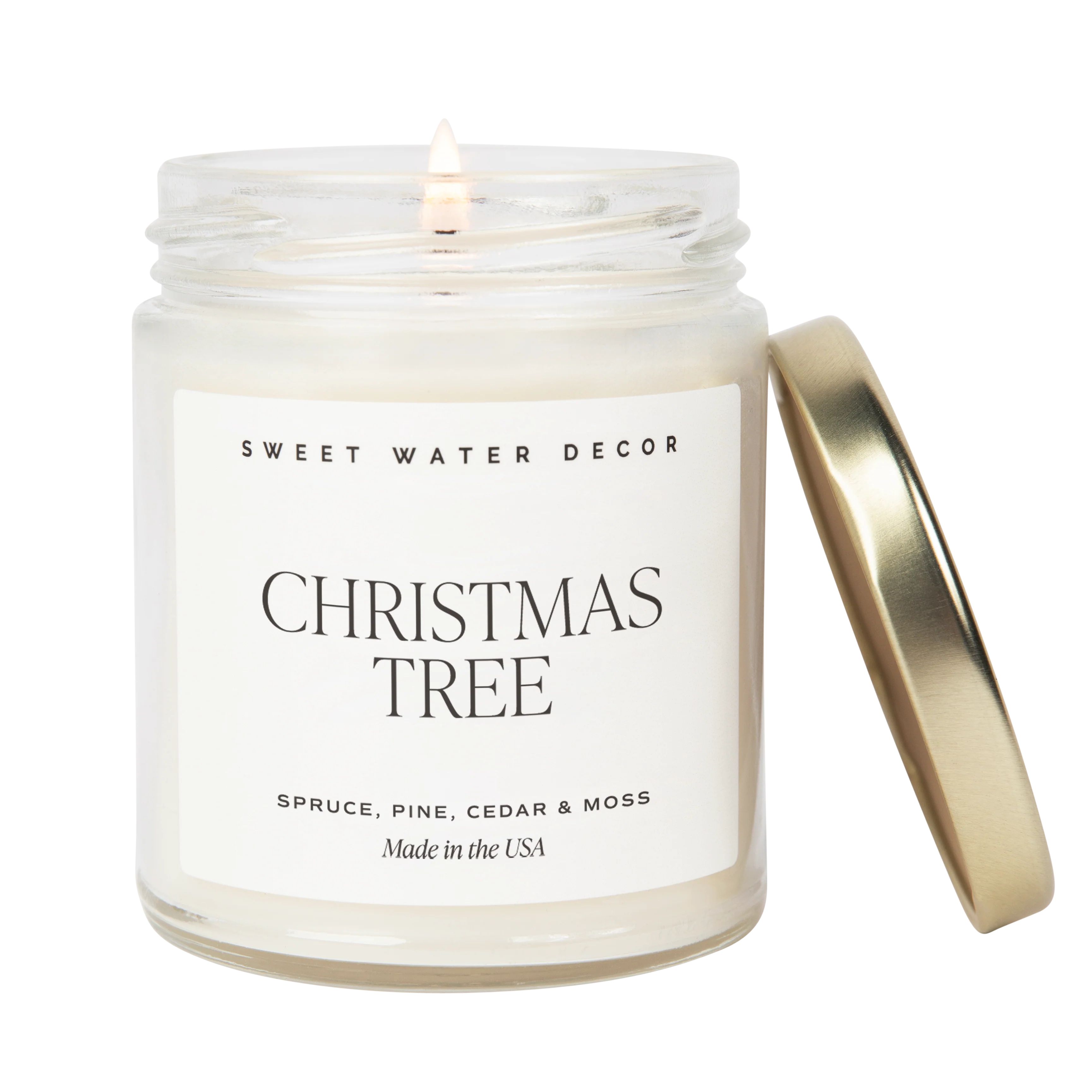 Christmas Tree Soy Candle - Clear Jar - 9 oz | Sweet Water Decor, LLC