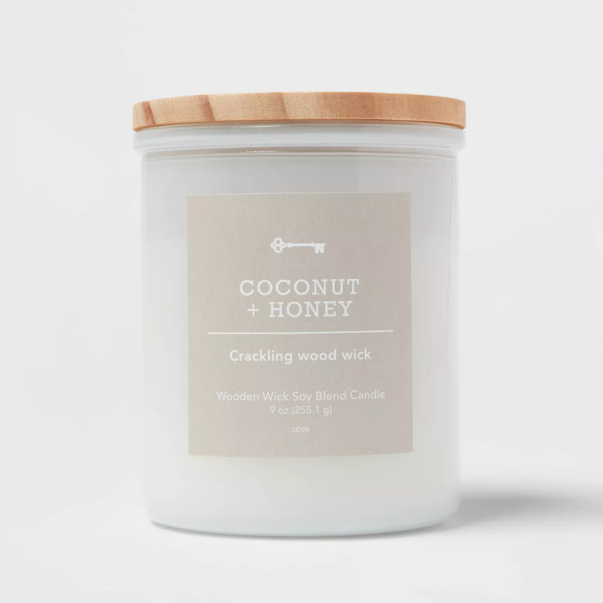 Milky White Glass Coconut and Honey Lidded Wooden Wick Jar Candle 9oz - Threshold™ | Target
