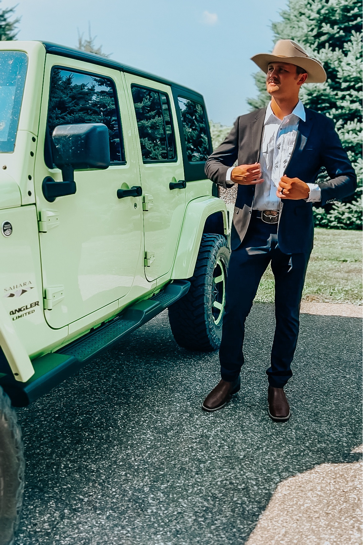 The burned hat is from The Kiersten Zile Collection- www.thekzcollection.com 

You can email me for custom orders - hello@kierstenzile.com 

This is an easy affordable men’s formal outfit! Everything is from Amazon except the hat I made him last minute. 

He wore suit pants but black wrnagler jeans would look really good too. 


Men’s, cowboy, cowboy fashion, western fashion, men’s formal, wedding guest, men’s wedding guest, men’s formal wedding, western formal, rodeo fashion, NFR men, rodeo fashion 

#LTKParties #LTKWedding #LTKMens