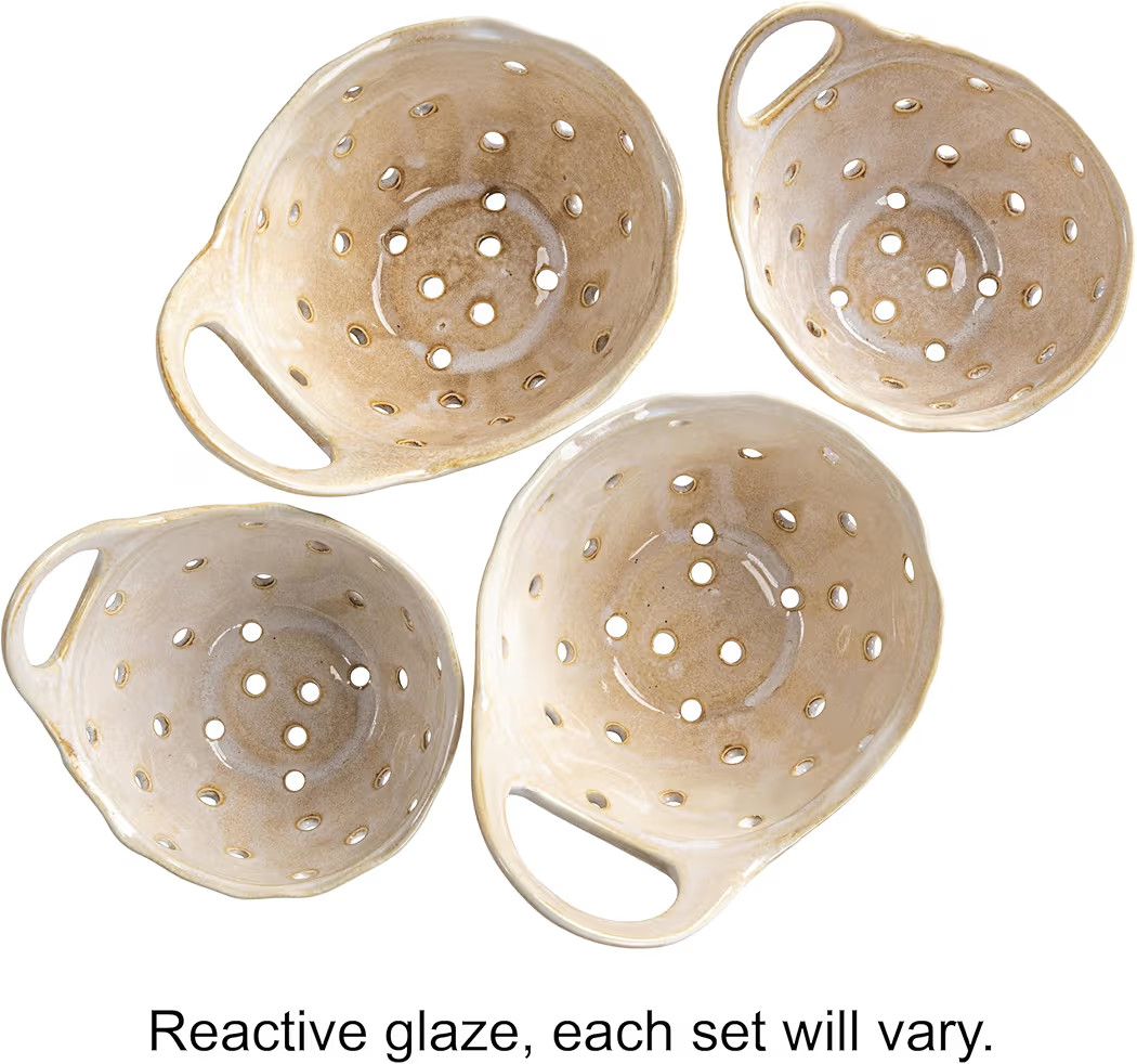Creative Co-Op Set of 2 Cream Stoneware Colanders | Amazon (US)