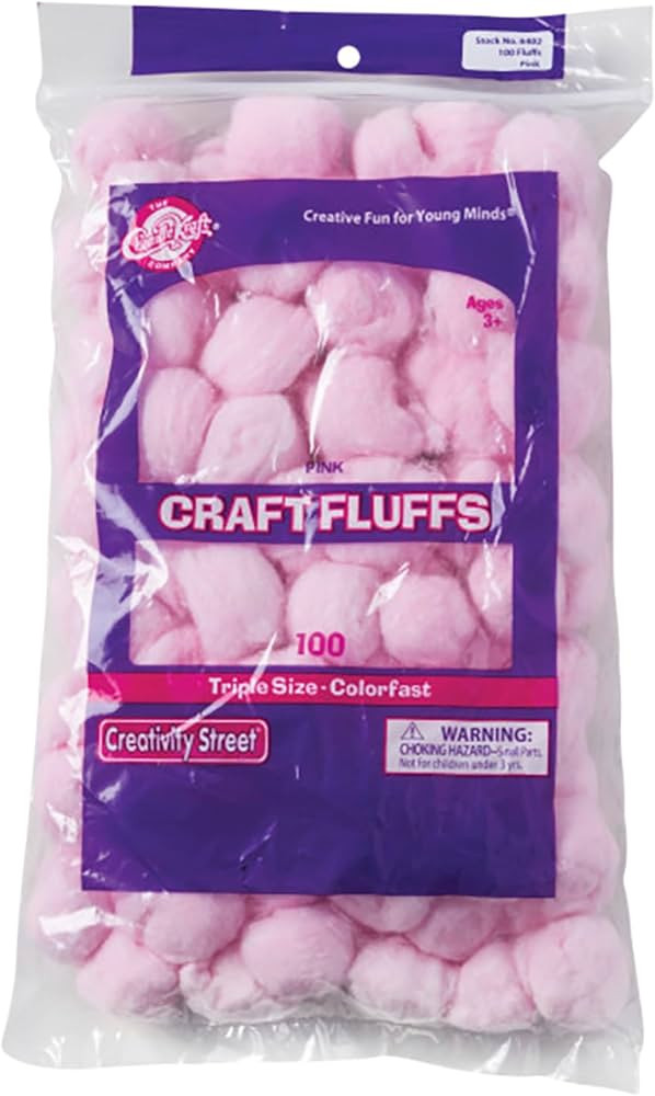 Creativity Street Cotton Decorated Craft Fluff Ball, Pink, Pack of 100,4 oz | Amazon (US)
