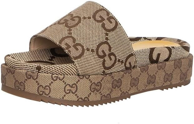 Women's Platform Slides Canvas Sandals Comfortable Open Toe Sandals for Summer Beach | Walmart (US)