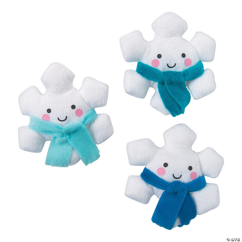 4" Mini Smile Face White Stuffed Snowflakes with Scarf - 12 Pc. | Oriental Trading Company