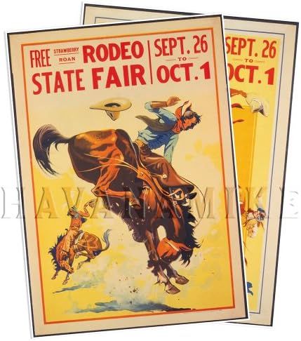 Set of Two (2) Rodeo State Fair Poster Reprints Circa 1920 - Measures 24" high x 18" Wide (610mm ... | Amazon (US)