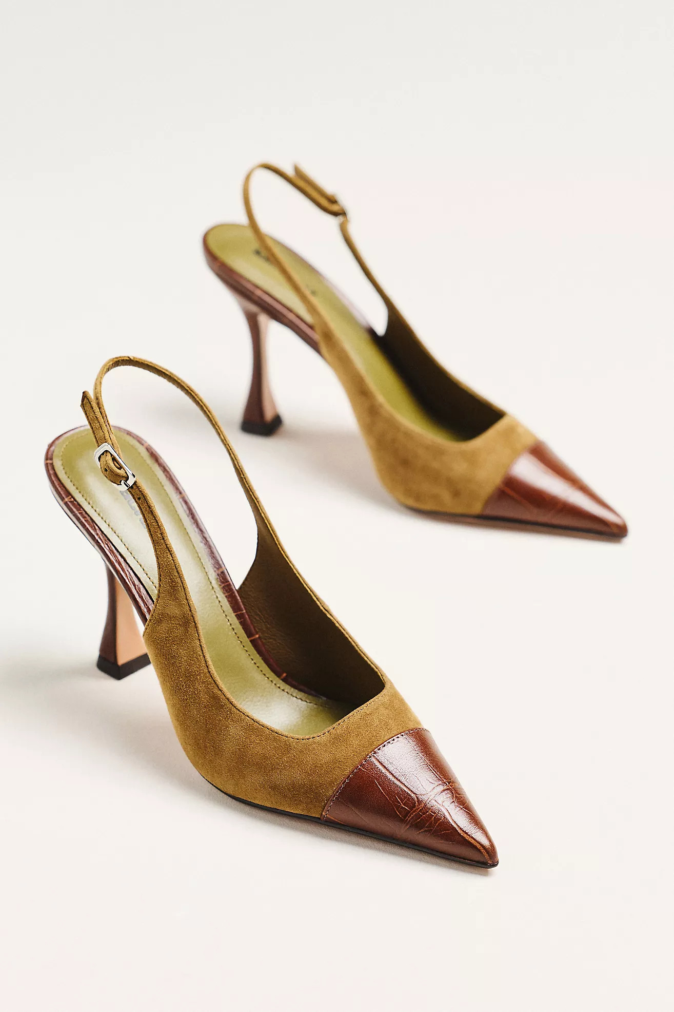 Lola Cruz Mixed Materials Slingback Heels | Anthropologie (US)