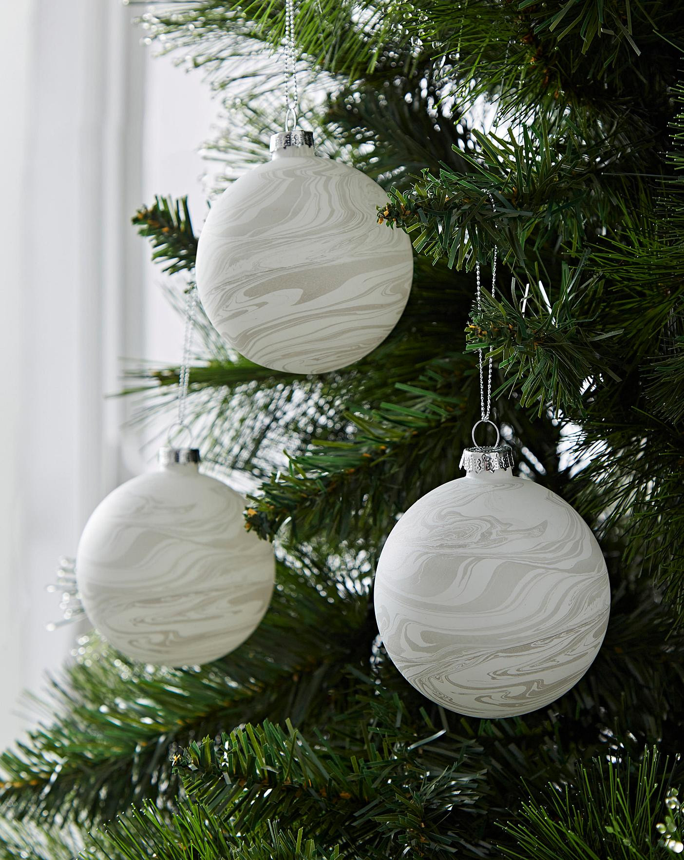 Grey Marble Effect Baubles Set of 6 | JD Williams (UK)