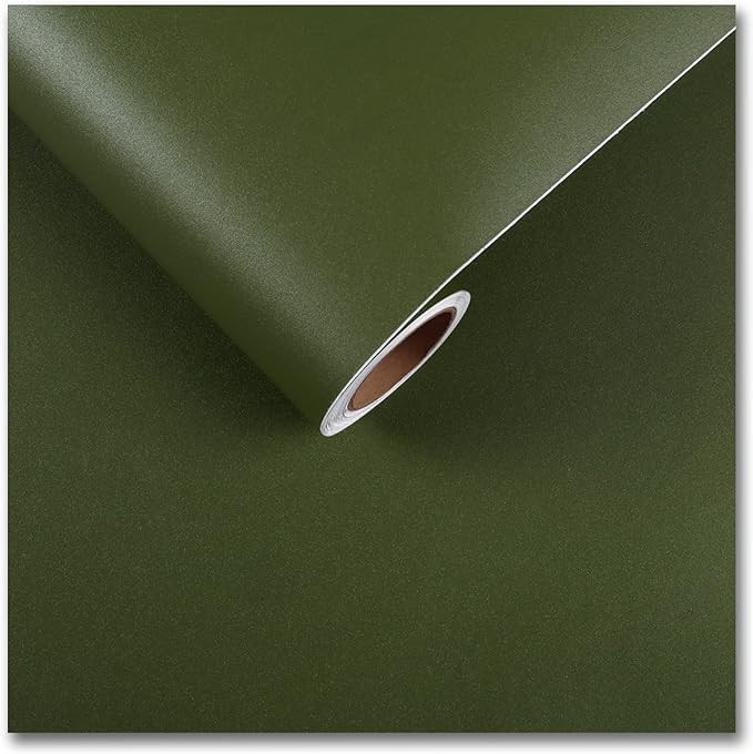 CRE8TIVE Large Size 24"x354" Thick Olive Green Peel and Stick Wallpaper Removable Green Contact P... | Amazon (US)