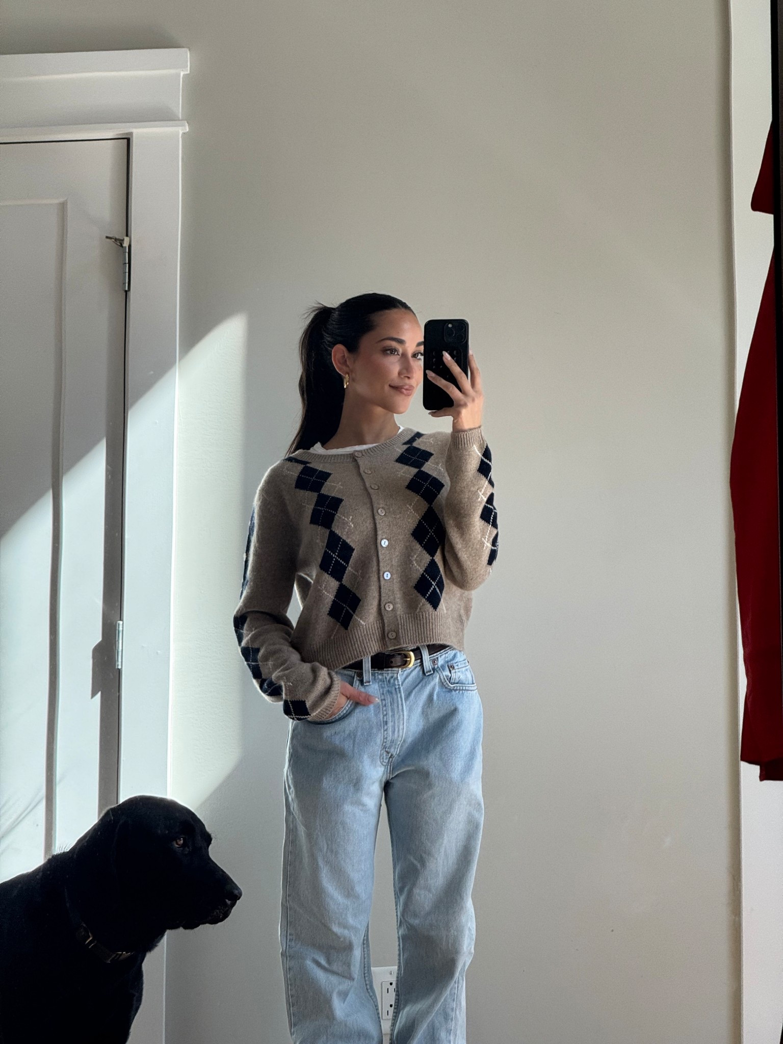 argyle cardigan 
shirt: small
sweater: small 
jeans: 24

#LTKStyleTip #LTKSeasonal