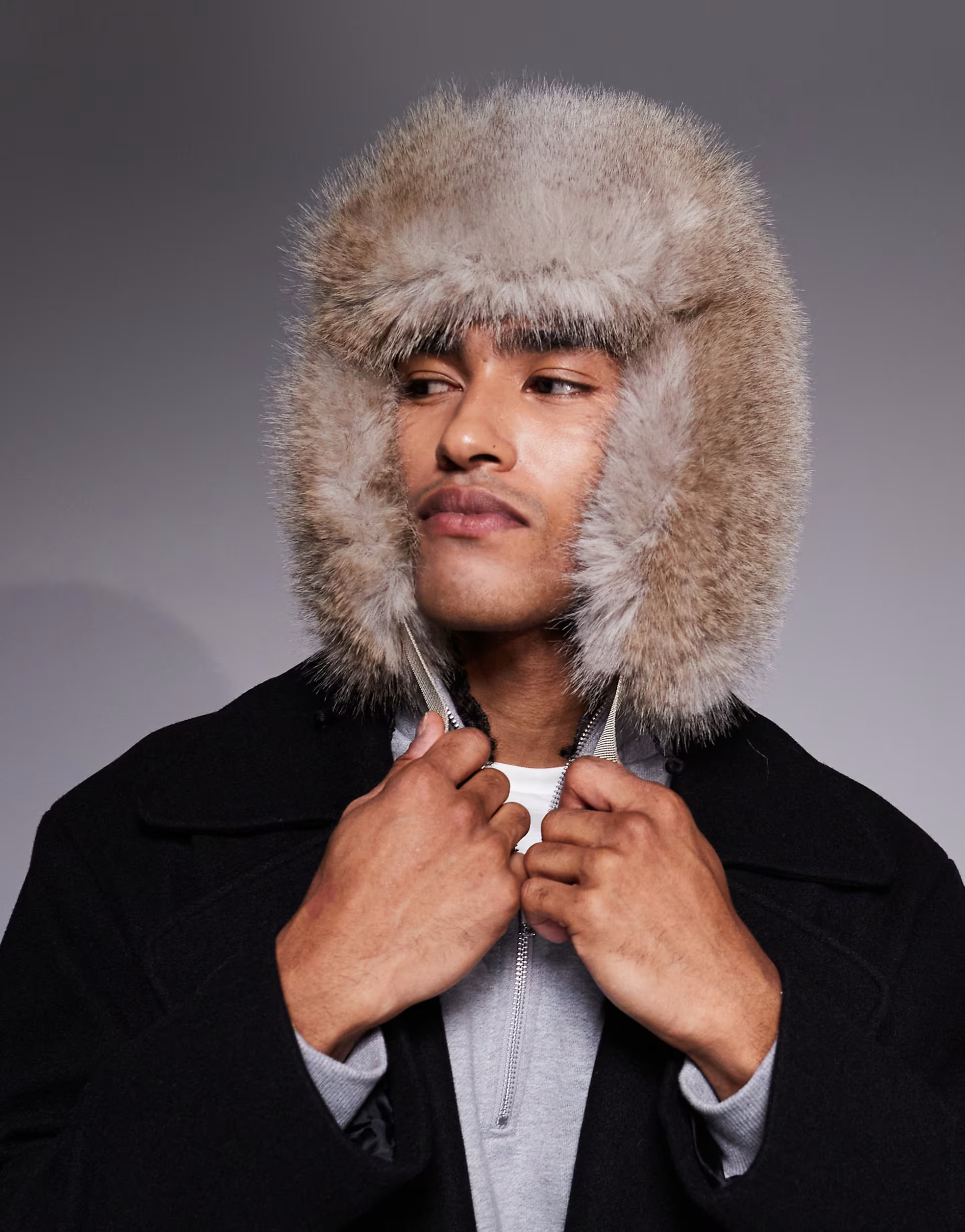 ASOS DESIGN faux fur trapper hat in brown | ASOS (Global)
