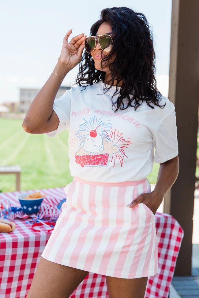 Miss American Pie White Oversized Graphic Tee DOORBUSTER | Pink Lily