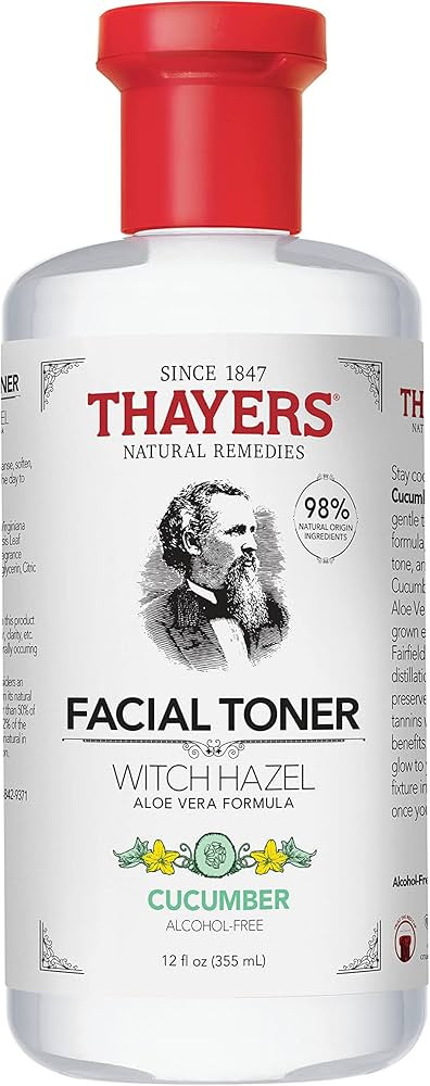 THAYERS Alcohol-Free, Hydrating Cucumber Witch Hazel Facial Toner with Aloe Vera Formula, Vegan, ... | Amazon (US)