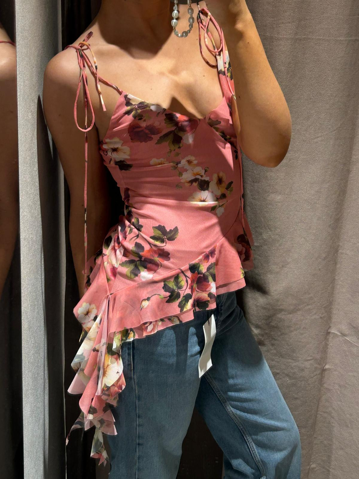 Zara, Strappy Top, Floral Top, Jeans, Mid-Rise Jeans, Spring Outfit, Outfit Idea 

 #LTKuk #LTKspring #LTKstyletip