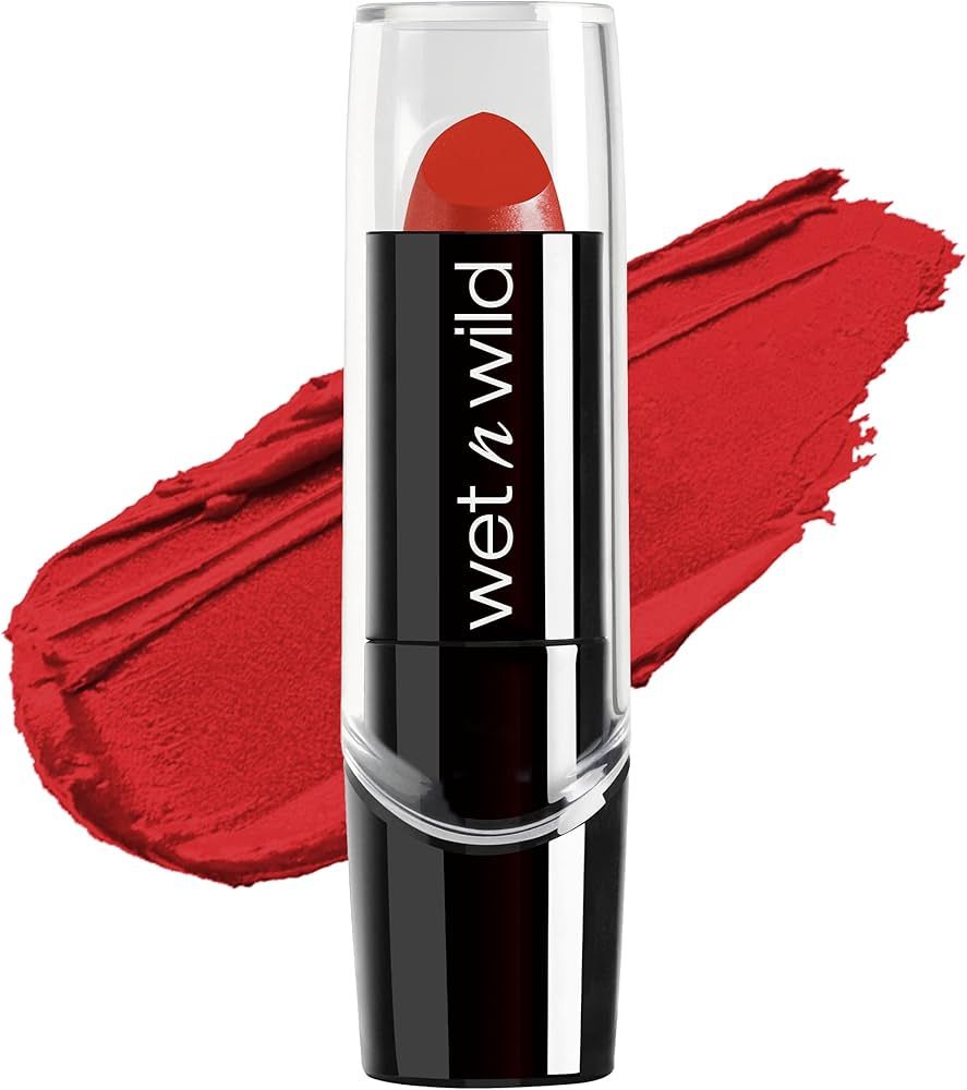 wet n wild Silk Finish Lipstick, Hydrating Lip Color, Rich Buildable Color, Cherry Frost Red | Amazon (US)