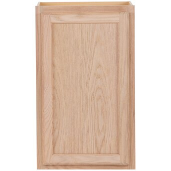 Project Source Oak Brook 18-in W x 30-in H x 12-in D Natural Unfinished Oak Wall Fully assembled ... | Lowe's