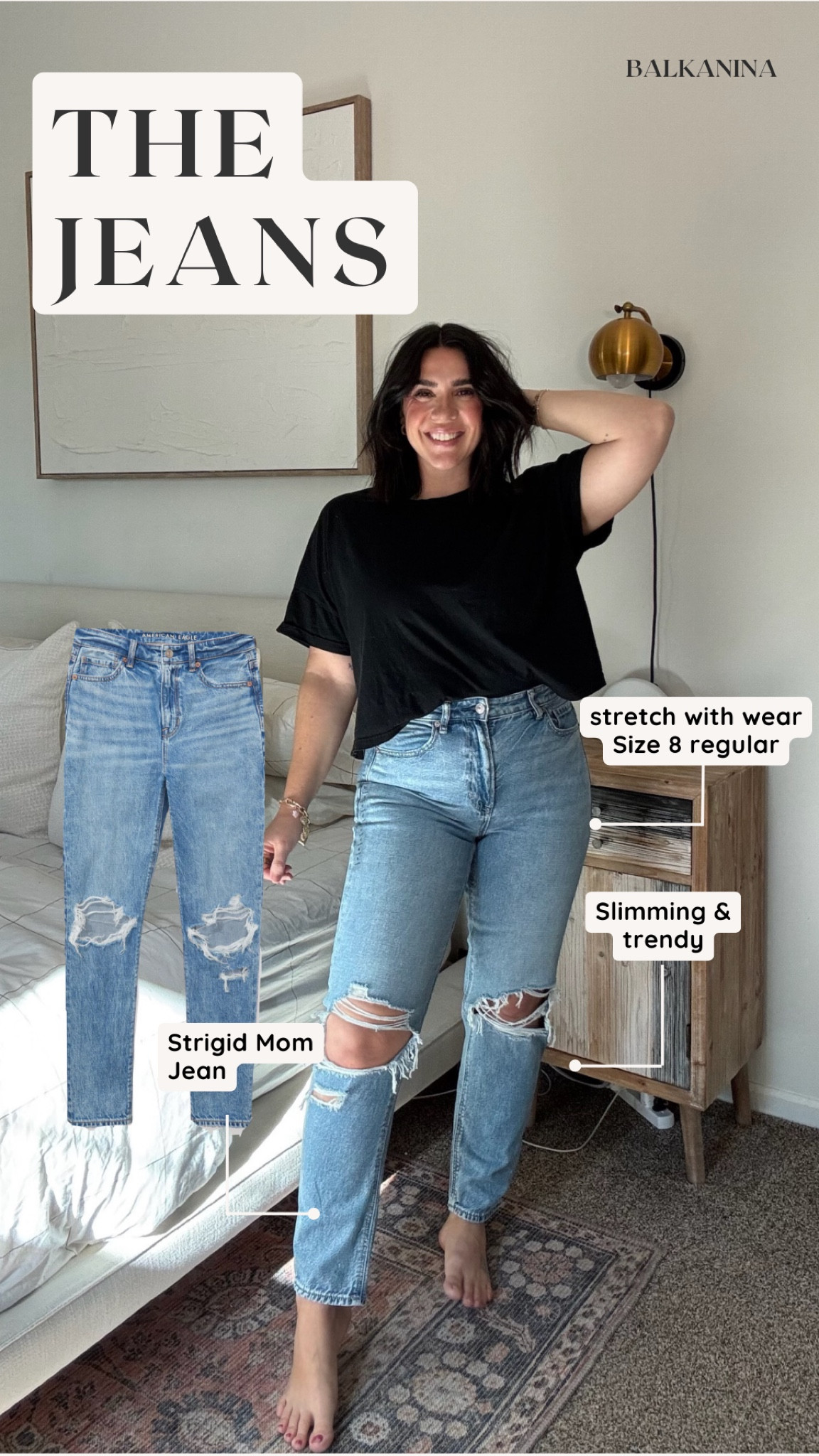 AE Strigid Mom Jean 
Slimming, stretchy, I'd give these an 8/10
Perfect spring jeans 
I'm in a size 8 

Sale denim, spring denim, midsize jeans, mom jeans, thick tummy approved jeans


#LTKMidsize #LTKMostLoved #LTKSaleAlert