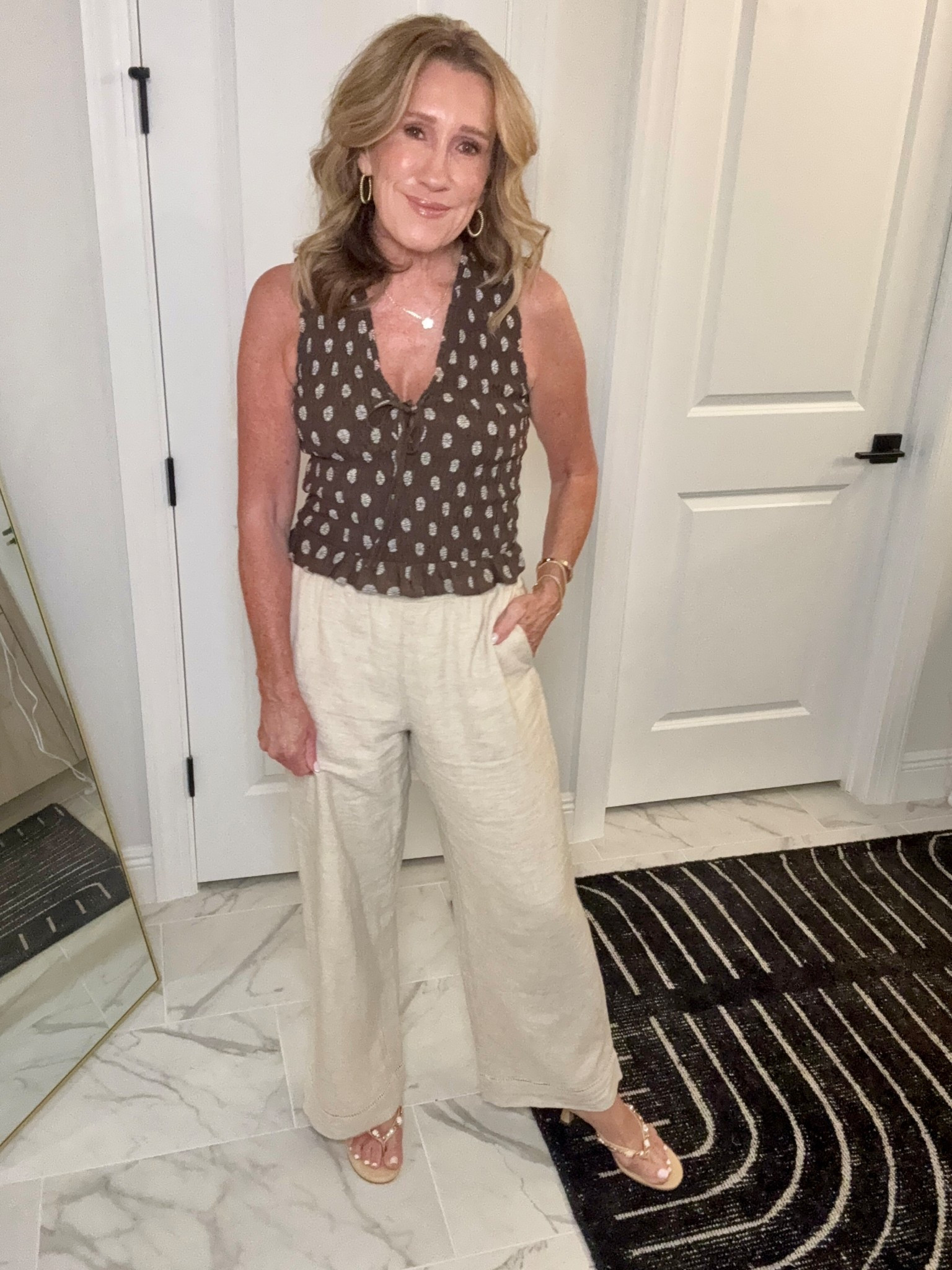 Spring outfit of the night for a night out 🌴 these pants are so comfortable and can be styled so many ways!  I am in a small in both 😎

#LTKSeasonal #LTKOver40 #LTKootd