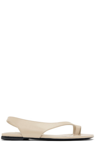 Beige Naplack Leather Thong Sandals | SSENSE