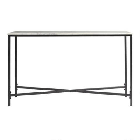 White Marble Top and Black Metal Milan Console Table | World Market