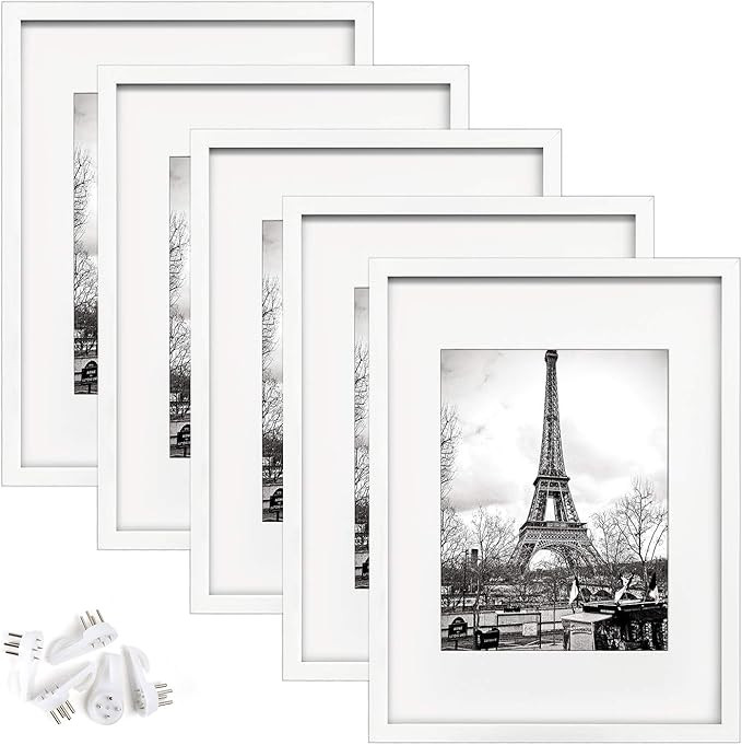 upsimples 12x16 Picture Frame Set of 5,Display Pictures 8.5x11 with Mat or 12x16 Without Mat,Wall... | Amazon (US)