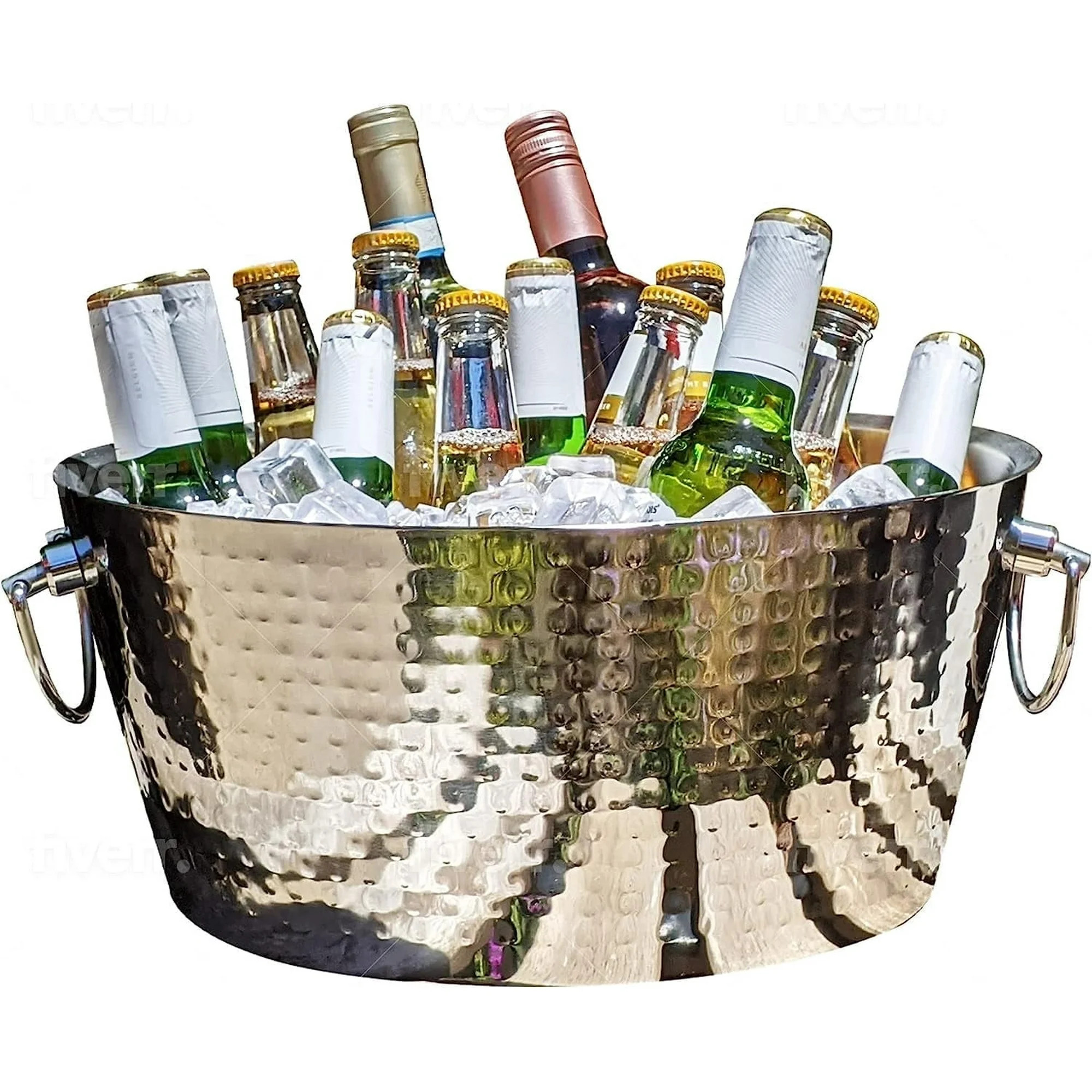 BREKX Anchored Round Hammered Stainless Steel Beverage Tub, Insulated | Walmart (US)