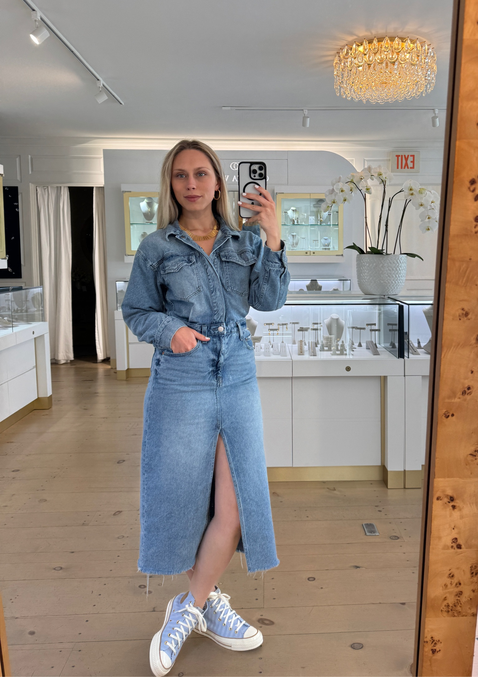 Embracing casual chic for The 4th with a denim dress and Converse combo for the jewelry store grind 🇺🇸🤍💎

🔍 July 4th outfit ideas, Fashion influencer, workwear fashion, styling tips, denim dress, styling sneakers with dresses, Nantucket 



#LTKStyleTip #LTKWorkwear #LTKSeasonal