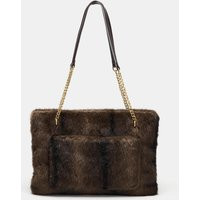 Zara - Faux Fur Shoulder Bag - Women - Brown - Women | Zara US