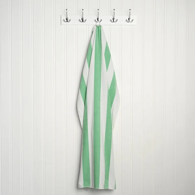 Mainstays Cabana Stripe Cotton Blend Beach Towel, 58" x 28", Mint Fluff | Walmart (US)