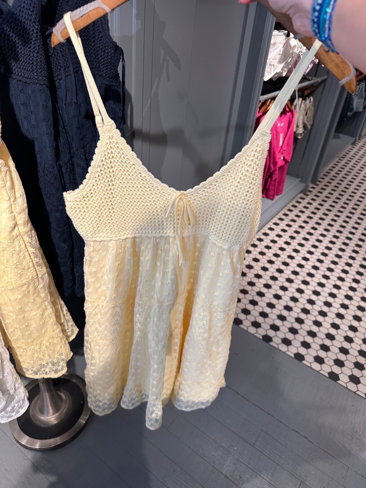 Love this yellow crotchet embroidered babydoll dress! So adorable for spring! Ranges from sizes XXS-XXL & is on sale for $47! Comes in lengths petite & tall as well! It has pockets! 

#LTKSpringSale #LTKTall #LTKPetite