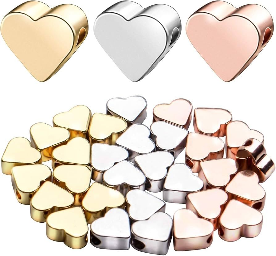 Heart Spacer Beads Small Hole Loose Beads,30Pcs Heart Shape Spacer Beads Metal Loose Beads,Heart ... | Amazon (CA)