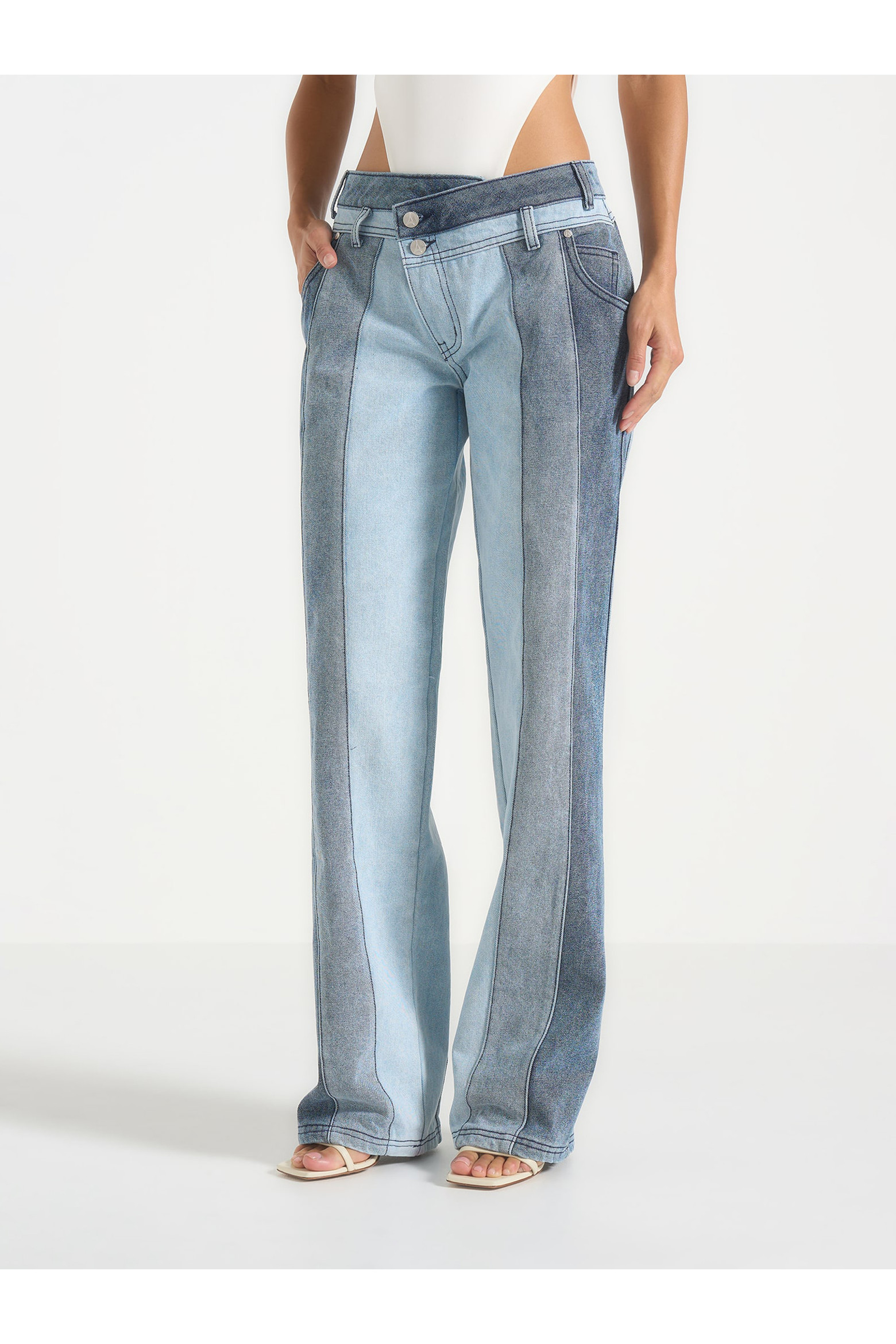 Manière De Voir Jacinda Colour Block Straight Leg Jeans in Brown at Nordstrom, Size 2 | Nordstrom