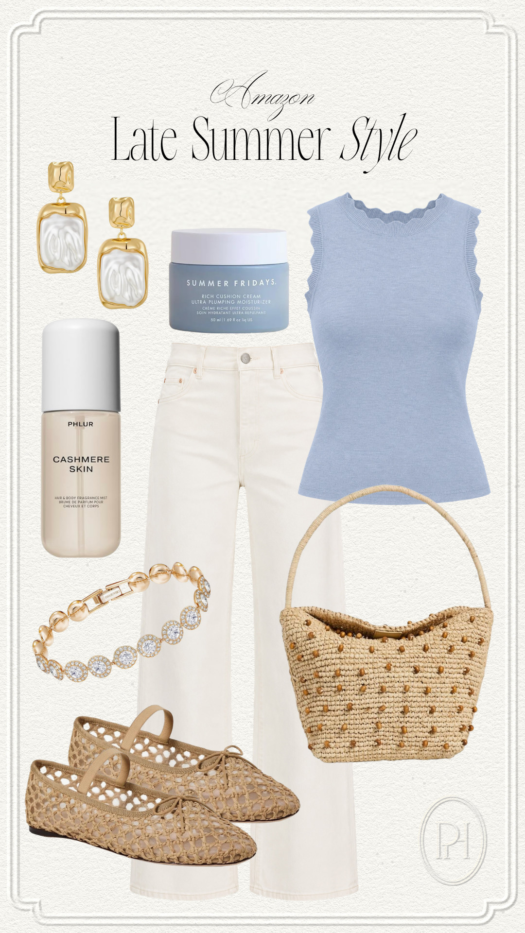 Amazon fashion finds to wear this August!

blue top, knit top, scalloped hem tank top, summer style, summer fashion, summer looks, summer outfit, white jeans, woven flats, mesh flats, woven handbag, pearl earrings, gold bracelet, crystal bracelet, body spray, women's fragrance, moisturizer, neutral fashion, beachy fashion 

 #LTKgrwm #LTKootd #LTKSeasonal