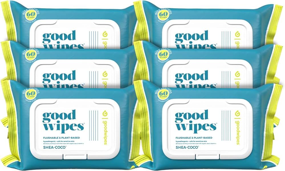 Goodwipes Flushable & Plant-Based Wipes with Botanicals | Dispenser for At-Home Use | Shea-Coco w... | Amazon (US)