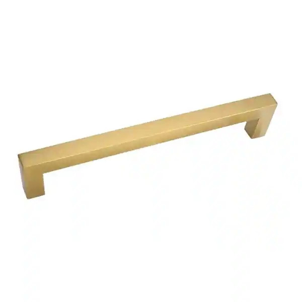Brizza 6-5/16 in 160mm Solid Gold Brushed Cabinet Handle Drawer Pull - Overstock - 35477974 | Bed Bath & Beyond
