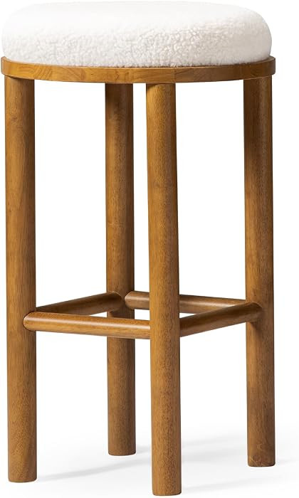 Maven Lane Clara Bar Stool 31 Inches – Backless Stool with Footrest – Natural Solid Wood and ... | Amazon (US)