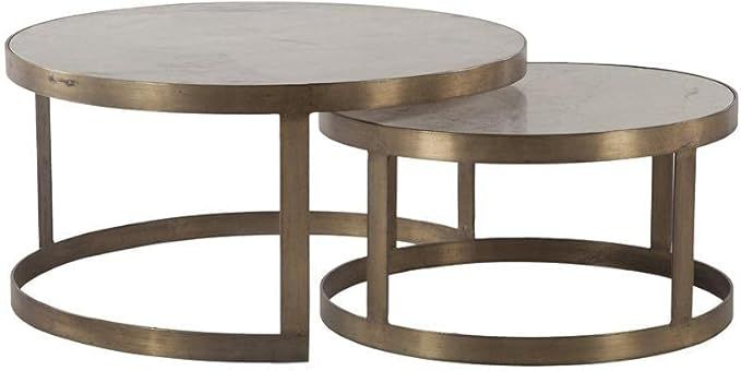 World Interiors ZWLOCT36WMAB Leonardo White Marble Coffee Tables with Antique Bronze Base, White ... | Amazon (US)