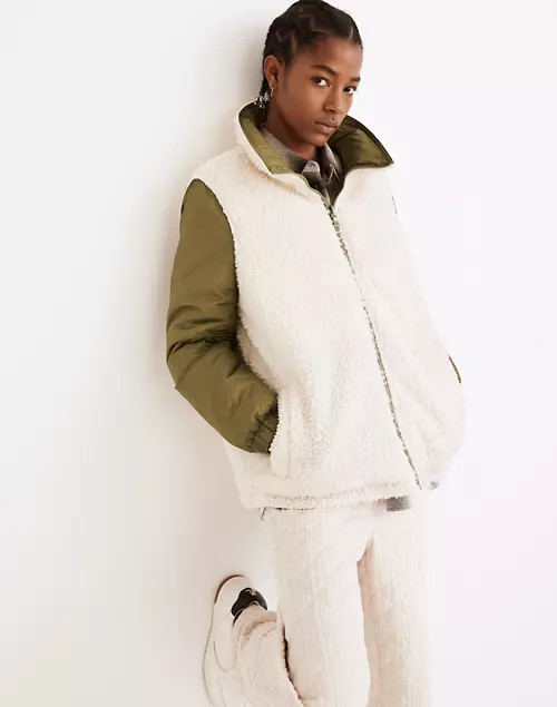 Reversible Sherpa Puffer Jacket in Colorblock | Madewell