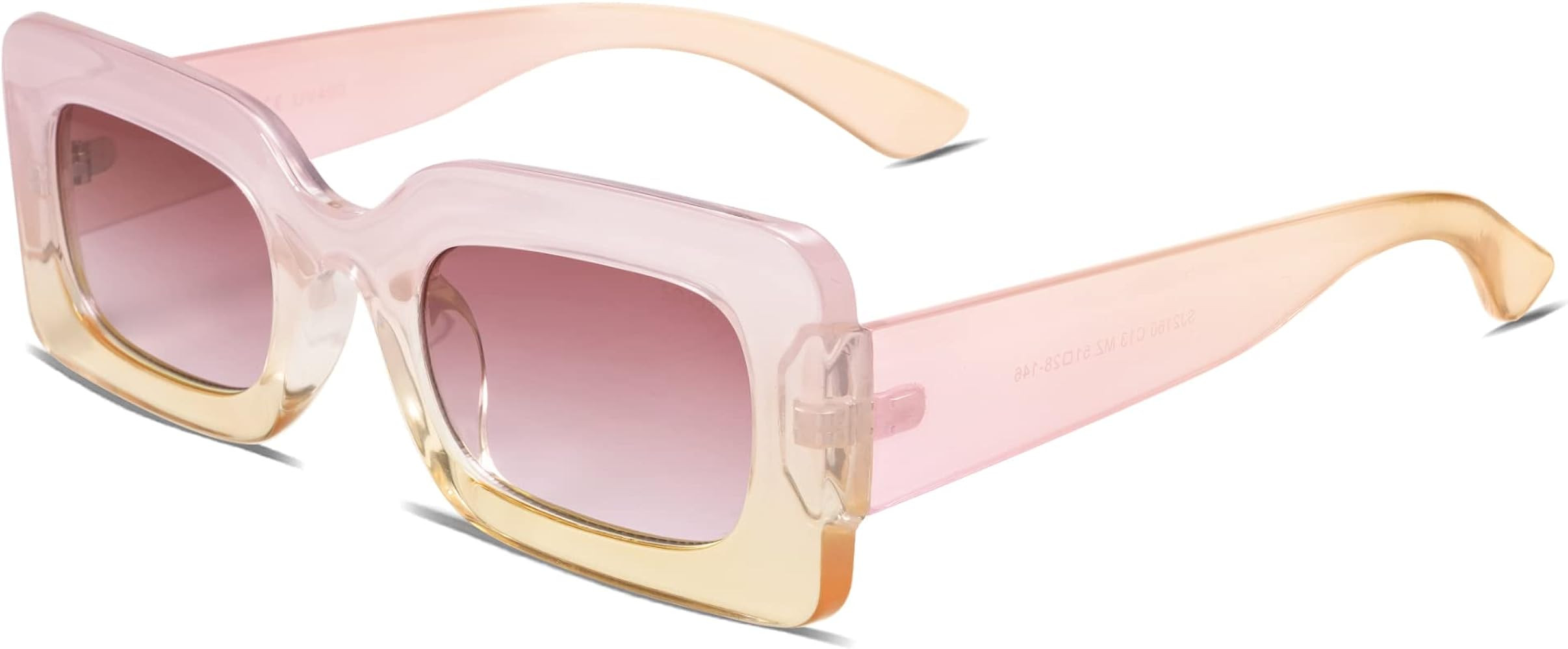 SOJOS Retro 90s Nude Rectangle Sunglasses For Women Trendy Chunky Glasses Pebble SJ2160 | Amazon (US)