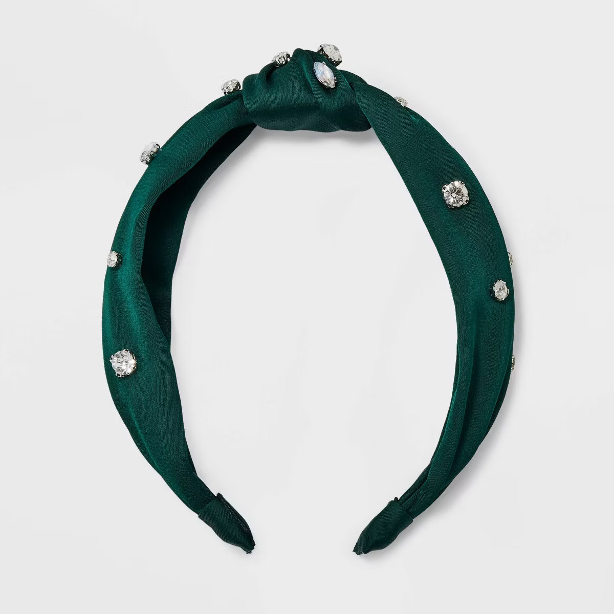 Satin Top Knot Headband with Stones - A New Day™ Green | Target