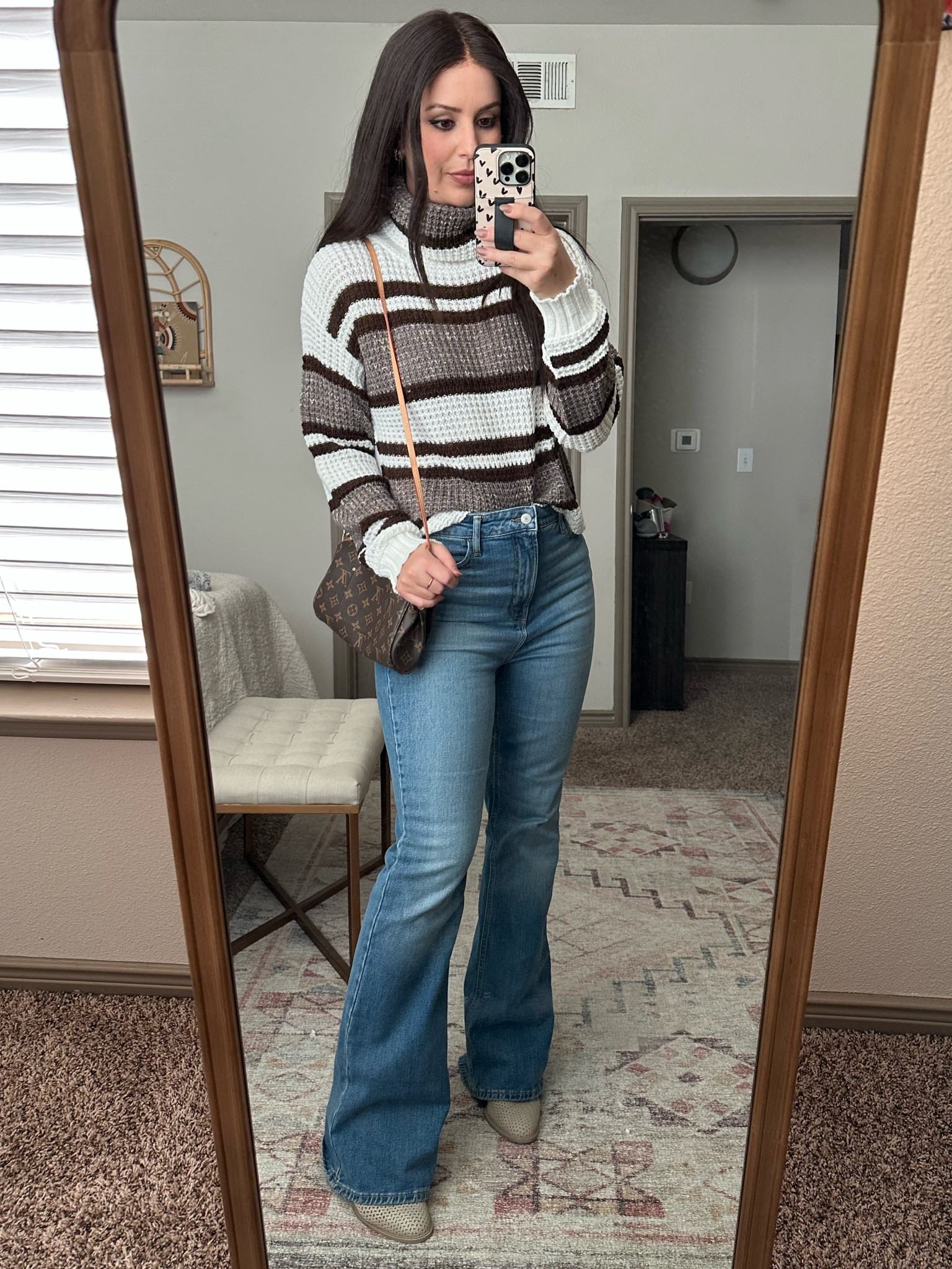 Turtleneck sweater + flare jeans = fall perfection! Small sweater & size 6 jeans 

#LTKfindsunder100 #LTKmidsize #LTKfindsunder50