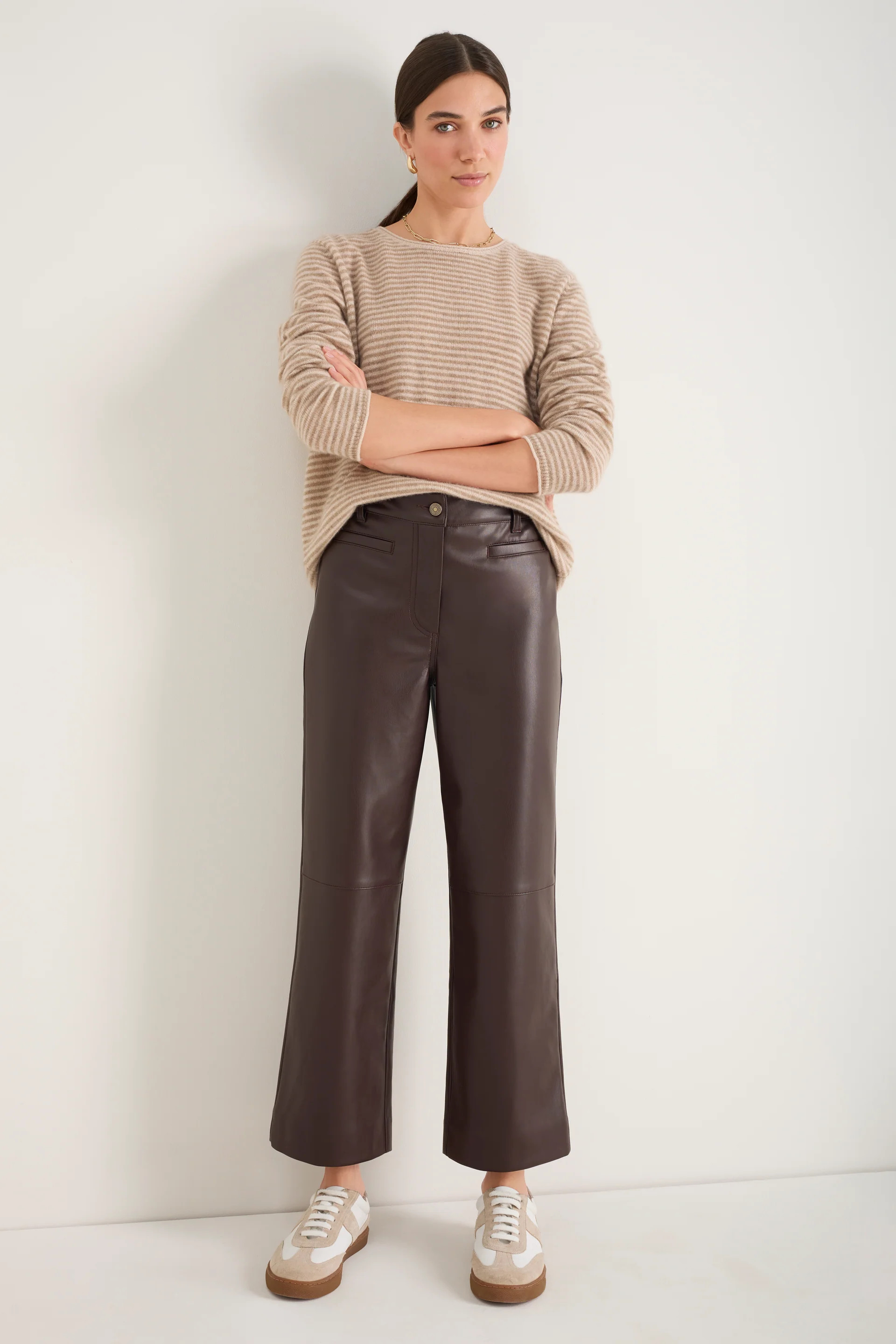 Marianne Faux Leather Trouser - Cocoa | WYSE London